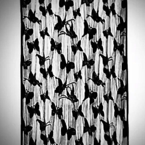 Black Butterfly Curtains Sheer Thread Single Panel - Picture 1 of 5